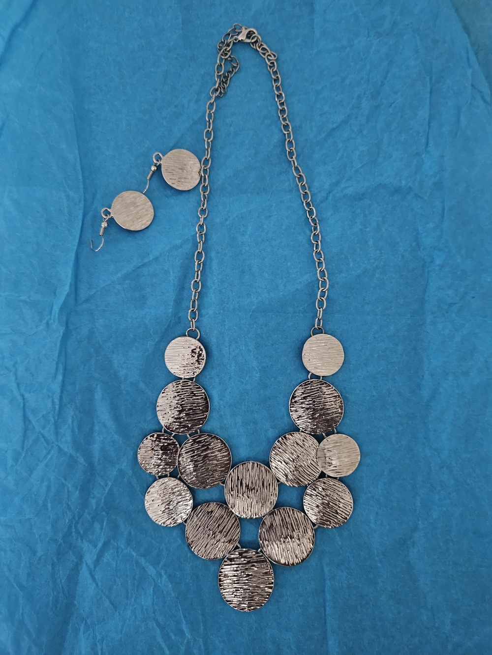 J. Jill Textured Silver-Tone Disc Bib Necklace
